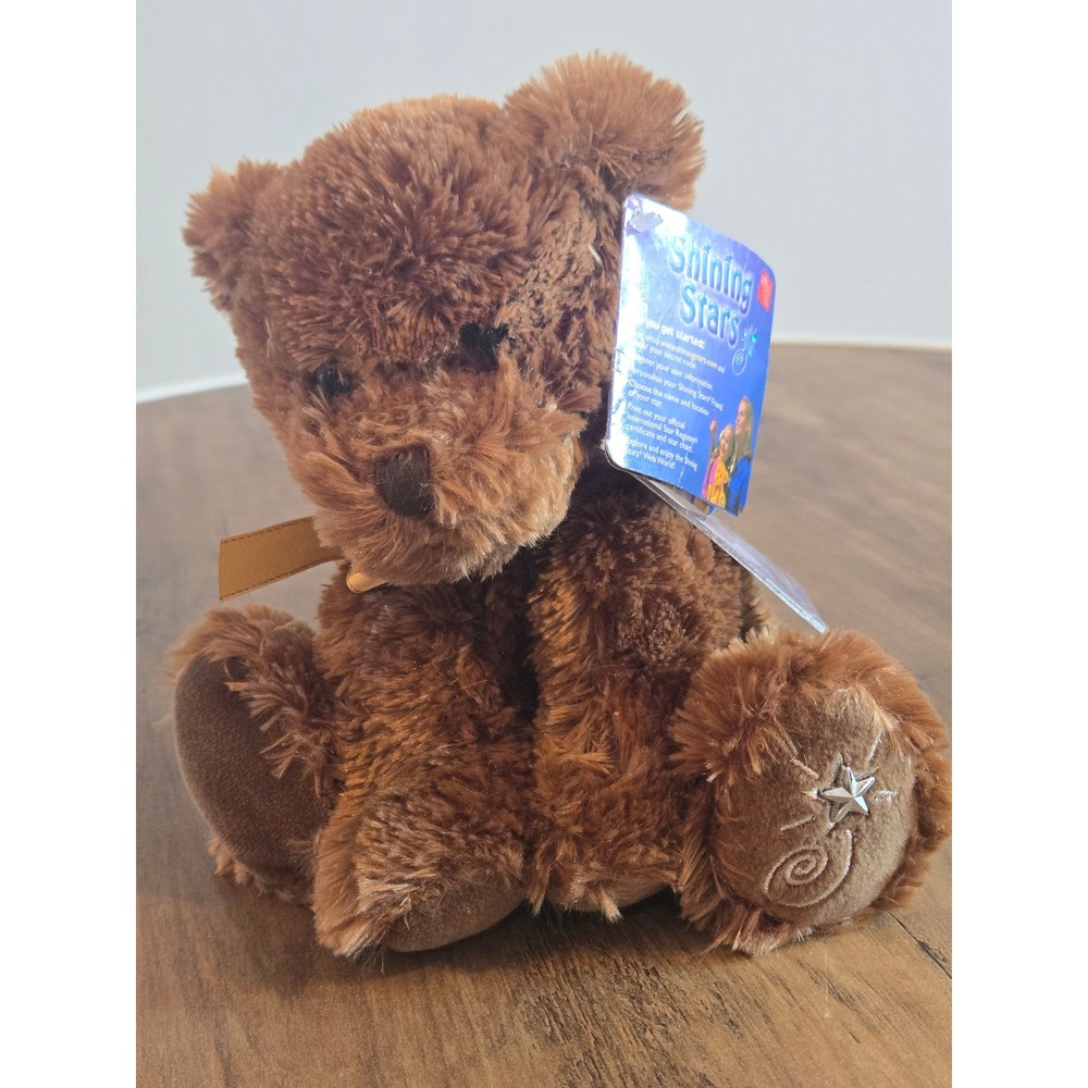 Russ Berrie Shining Stars Brown Bear Plush Stuffed Animal NWT Secret Code 8 Inch - Picture 1 of 4